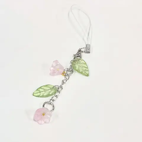 Cute Flower & Leaf Design Phone Lanyard, Creative Keychain Pendant, Phone Strap Decoration for Women & Girls, Mobile Phone Decorative Pendant, Charms, Wire, Phone Chains, Phone Accessory