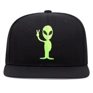 Alien Green Embroidery Flat edge hat for men women Simple and solid color Street Hip Hop Hat