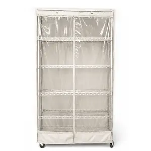 Storage Shelving Unit Cover, fits racks 36"W x 18"D x 72"H one side see through panel in Off White