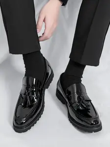 Men's Summer New Shiny Loafers, Business Formal Shoes, Fashion Casual Lightweight Driving Slip-Ons, Stylish Tassel Design