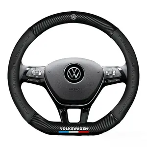 Carbon Fiber Car Anti-Slip Steering Wheel Cover, Compatible with Volkswagen Vw Passat Golf Gti Beetle Tiguan Touareg Polo T-Roc ID.3 ID.4 Jetta T-Cross