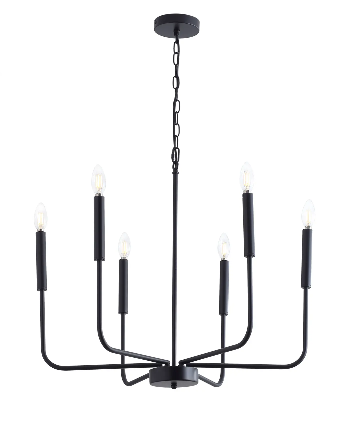 6-Lights Black Traditional Candelabra Chandelier