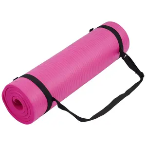 Fitvids 1/2-Inch Thick High Density Exercise Yoga Mat, Carrying Strap, Pink