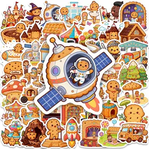 50pcs of Adorable Cartoon Gingerbread Man Stickers, Suitable for Scrapbooks, Journals, Laptops, Water Bottles, Cars, and Other Faith-based Designs-gifts with Positive Messages.