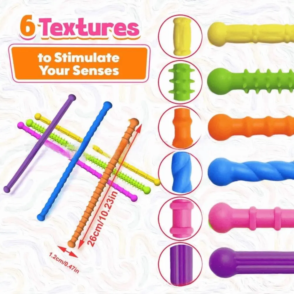 Textured Relaxation Travel Activity Student Focus Sensory Sticks Autism Friendly Classroom Use Calming Sensory To