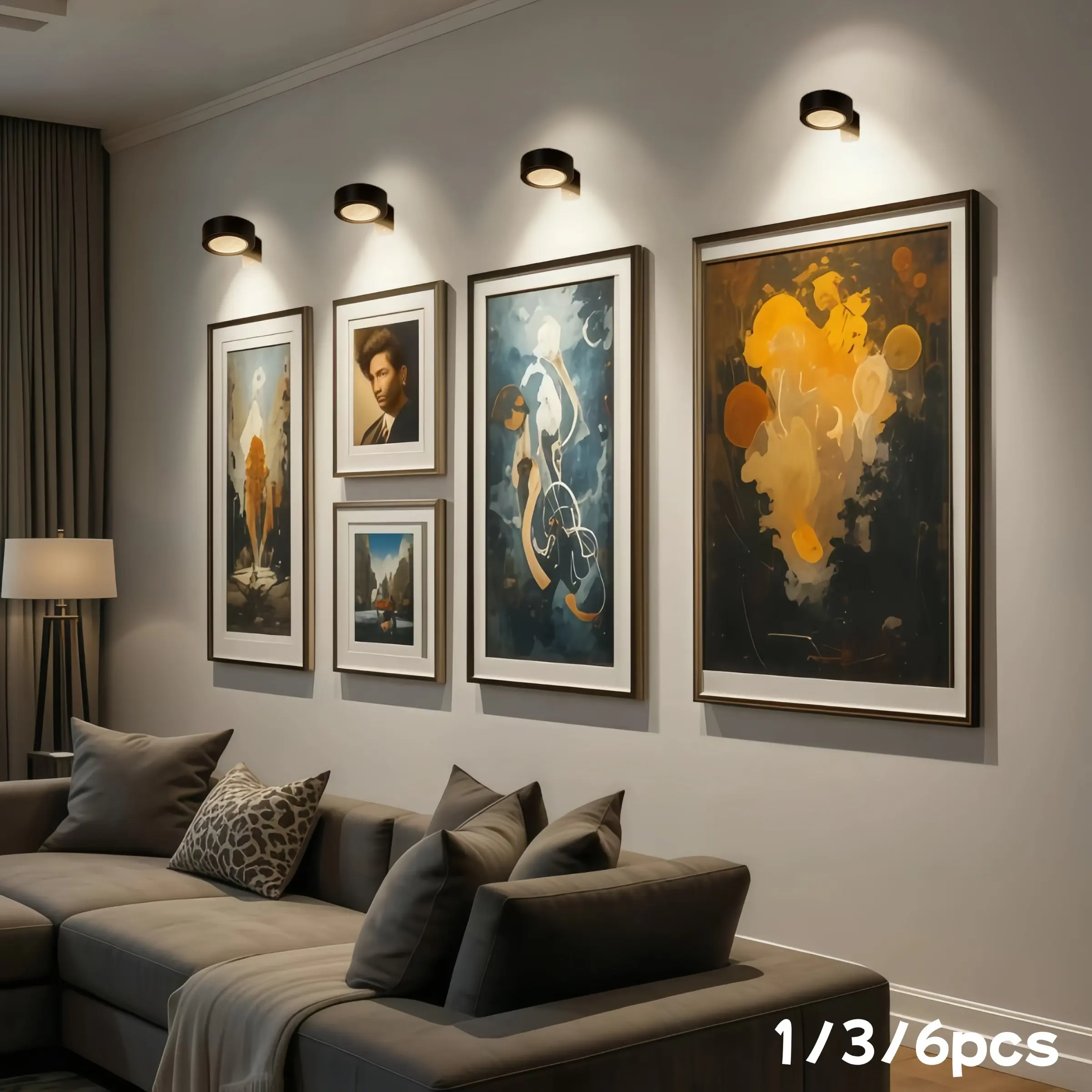 Wireless Picture Light, Artwork Picture Light, Picture Frame Light with Remote Control, 3 Color, Adjustable Lighting and Dimmable, Battery Powered, Ideal for Commercial Art Exhibitions