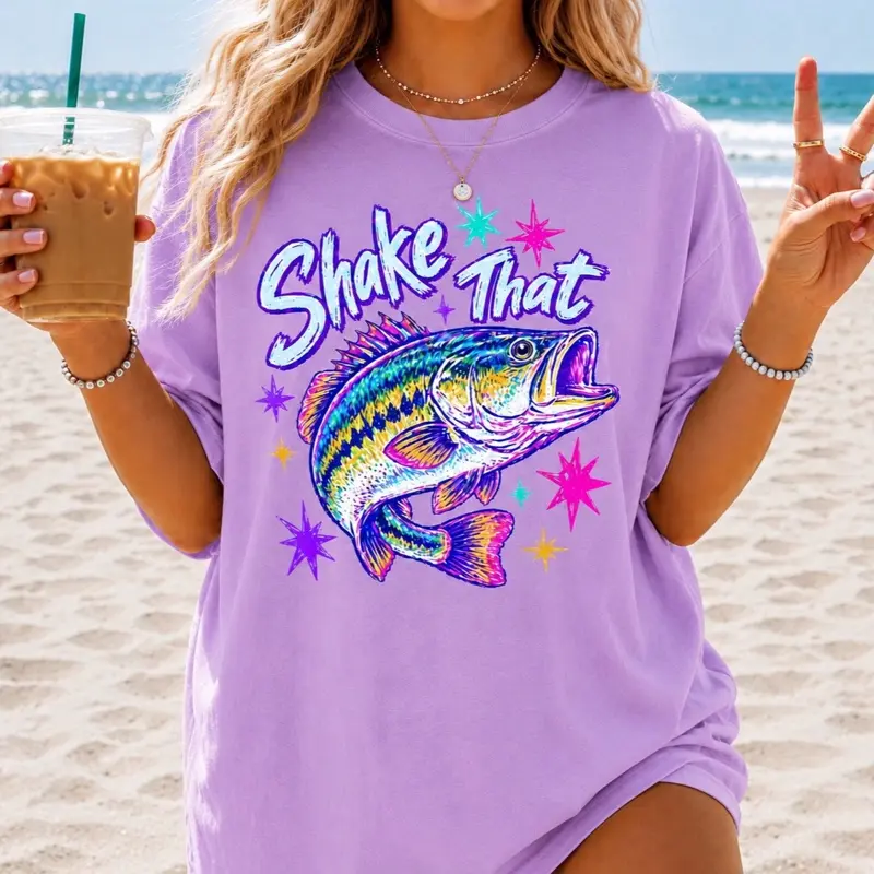 Women's Oversized Colorful Short-Sleeve Round Neck Orchid Comfort Color T-Shirt