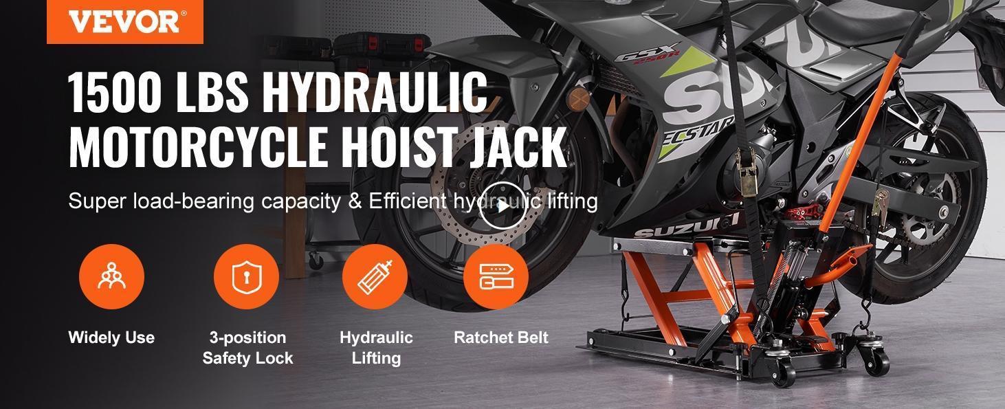 VEVOR Hydraulic Motorcycle Jack Stand, TikTokShopBlackFriday, 1500 LBS ATV Scissor Lift Jack, 4.7"-15" Scissor Lift Jack Stand with 4 Wheels, Hydraulic Foot-Operated Hoist Stand for Motorcycle ATV UTV Powersports VEVOR Hydraulic Motorcycle Jack Stand, TikTokShopBlackFriday, 1500 LBS ATV Scissor Lift Jack, 4.7"-15" Scissor Lift Jack Stand with 4 Wheels, Hydraulic Foot-Operated Hoist Stand for Motorcycle ATV UTV Powersports