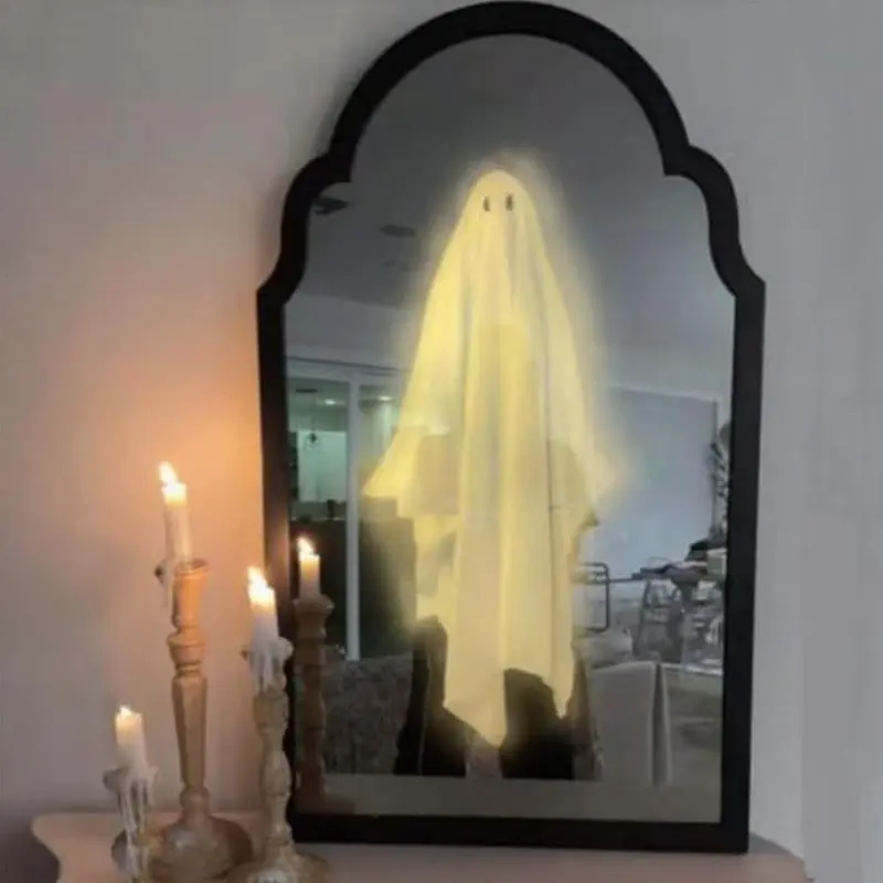 2025 Holographic Mirror - Spooky Arch Design with Floating Ghostly Figures, No Electricity Required, Self-Standing or Wall-Mounted Gothic Horror Party Decor for Haunted Houses, Haunted Mansion-Style Events, Year-Round Eerie Home Decoration