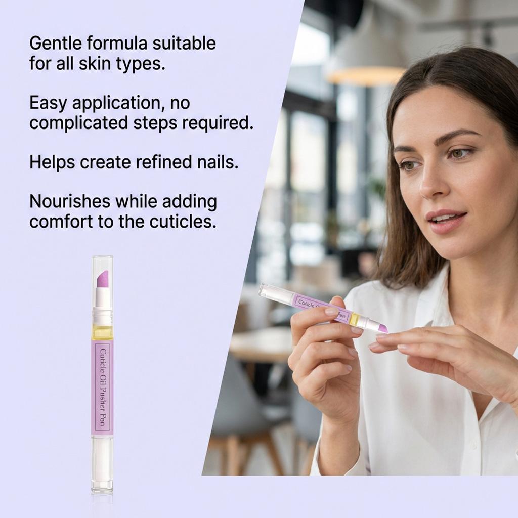 2026 New 2-in-1 Cuticle Oil Pusher Pen, Ceramic Cuticle Remover, Portable Manicure Nail Oil Pen, Moisturizing Nail Strengthener, Gentle Hangnail Remover for Women & Nail Salon