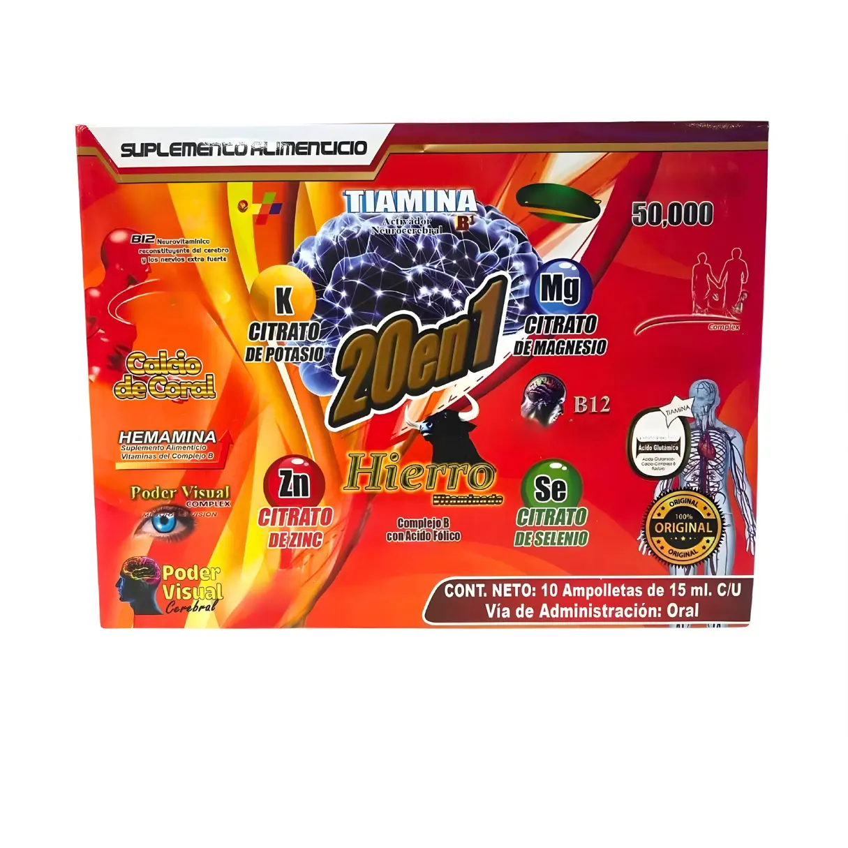 Multivitamino 20 en 1 - 10 Daily Supplement (15mL each) Brain Booster
