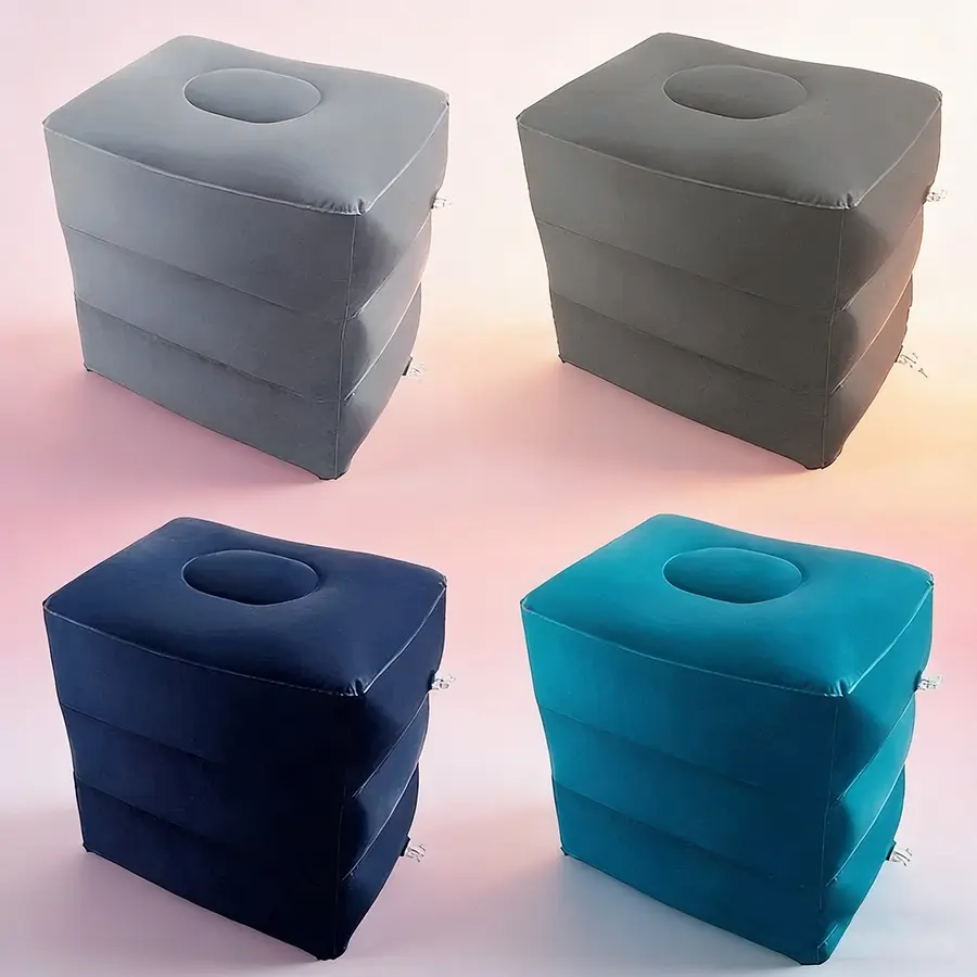 Inflatable PVC Foot Support Pillow, Portable Travel Foot Rest for Airplane, Car and Bus