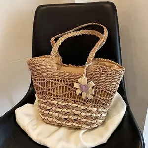 PRINCELY Woven Bag, Vacation Style Beach Grass Woven Bag, Series Shoulder Bag Handmade Bag