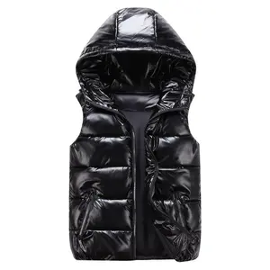 Autumn and Winter Parent-Child Glossy Stand Collar Cotton Vest Men's Thickened Hooded Slim Fit Waistcoat Cotton Couple Vest