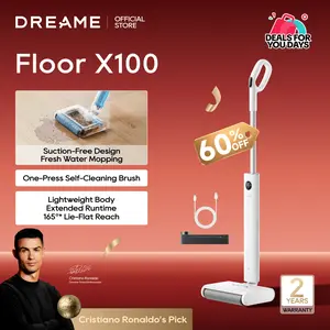 【Super Brand Day】DREAME FloorX 100 Plus Cordless Electric Mop with 2 Bonus Roller Brushes, 45min Runtime, Lightweight 5.1 lbs, Dual-Tank Design, Self-Cleaning Brush