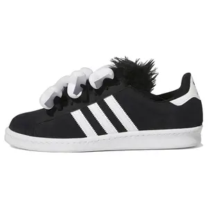 Adidas Campus 80s 'Bones - Black' x Jeremy Scott Men's Round Toe Low-Top Sneakers with Bold Bone Detailing All Seasons Casual Wear