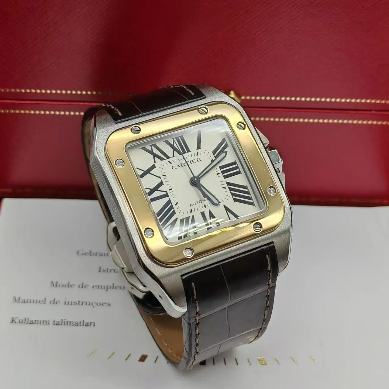 2017 Preowned Cartier Santos W20072X7 51.1×41.3mm Steel Automatic Watch With Original Invoice