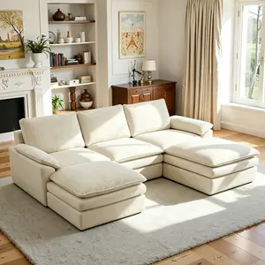 【#TikTokShopDealsforYouDays】Modern Cloud Sectional   L/U Shaped 4-6 Seat Modular Sofa with Ottoman for Living Room Deep Seat Comfortable CouchSectionals oversized couch