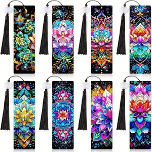 8-piece set of DIY diamond painting bookmarks, mandala diamond painting set bookmarks with tassel pendant, suitable for home office school arts and crafts, gifts for readers, Book Accessories