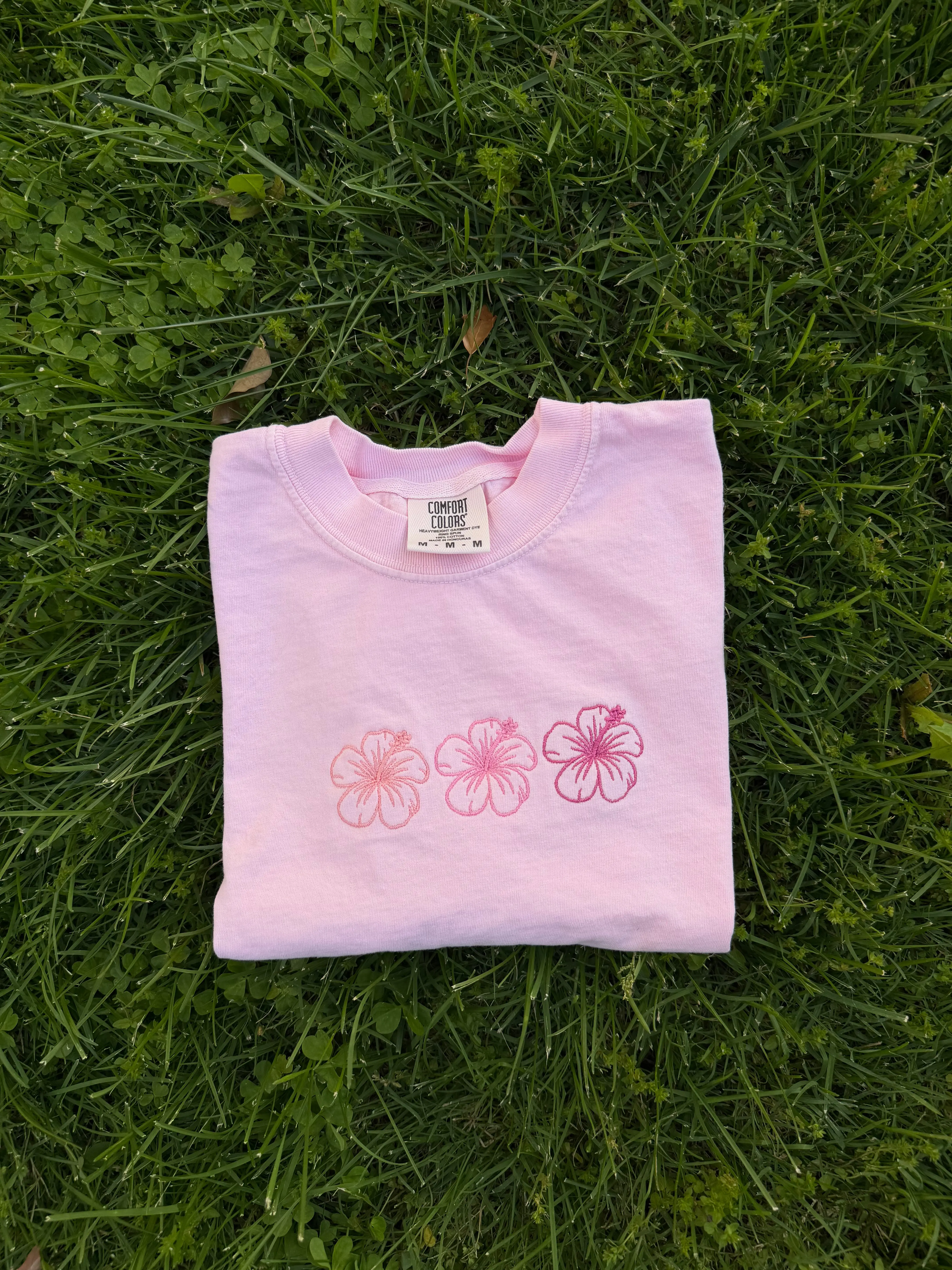 Hibiscus Tee - 100% Ring-Spun Cotton, Relaxed Fit, Pre-Shrunk Fabric, Durable & Heavyweight, Soft Ribbed Texture, Slim Flattering Fit, Lightweight & Breathable