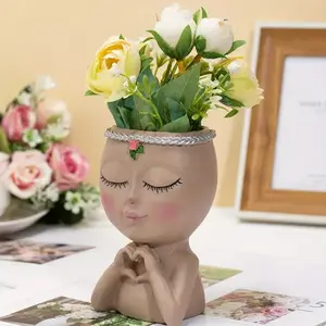 Classic Resin Garden Planter Pot with Drainage Hole, Painted Irregular Shape, Wall Mounted Decorative Flower Pot for Indoor Outdoor Use