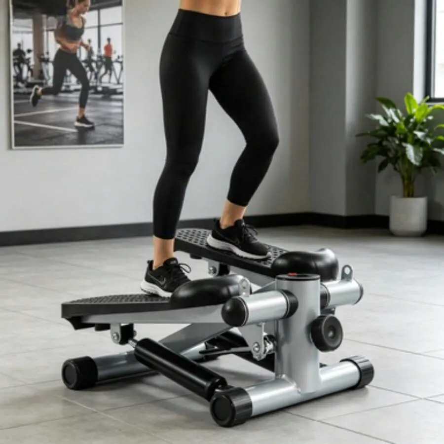 Mini Stepper With Resistance Bands, Compact Stair Stepper For Full Body Workout