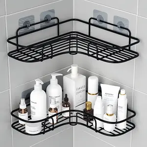 Rust-proof and waterproof shower shelf, triangular storage shelf suitable for kitchen and outdoor use, no-drill adhesive storage shelf, space-saving shower shelf for storing shower supplies, towels, etc., suitable for apartment essentials, bathroom/kitche