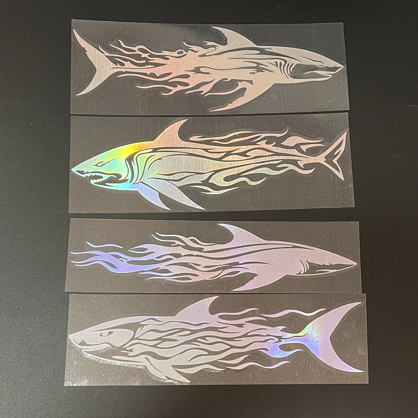 4PCS/SET Iridescent Sticker, Car decorative sticker, Car Decals, Automotive Decals, For Car Rearview Mirrors, Ocean Enthusiast Stationery Shark-flame decor, Car Decorations