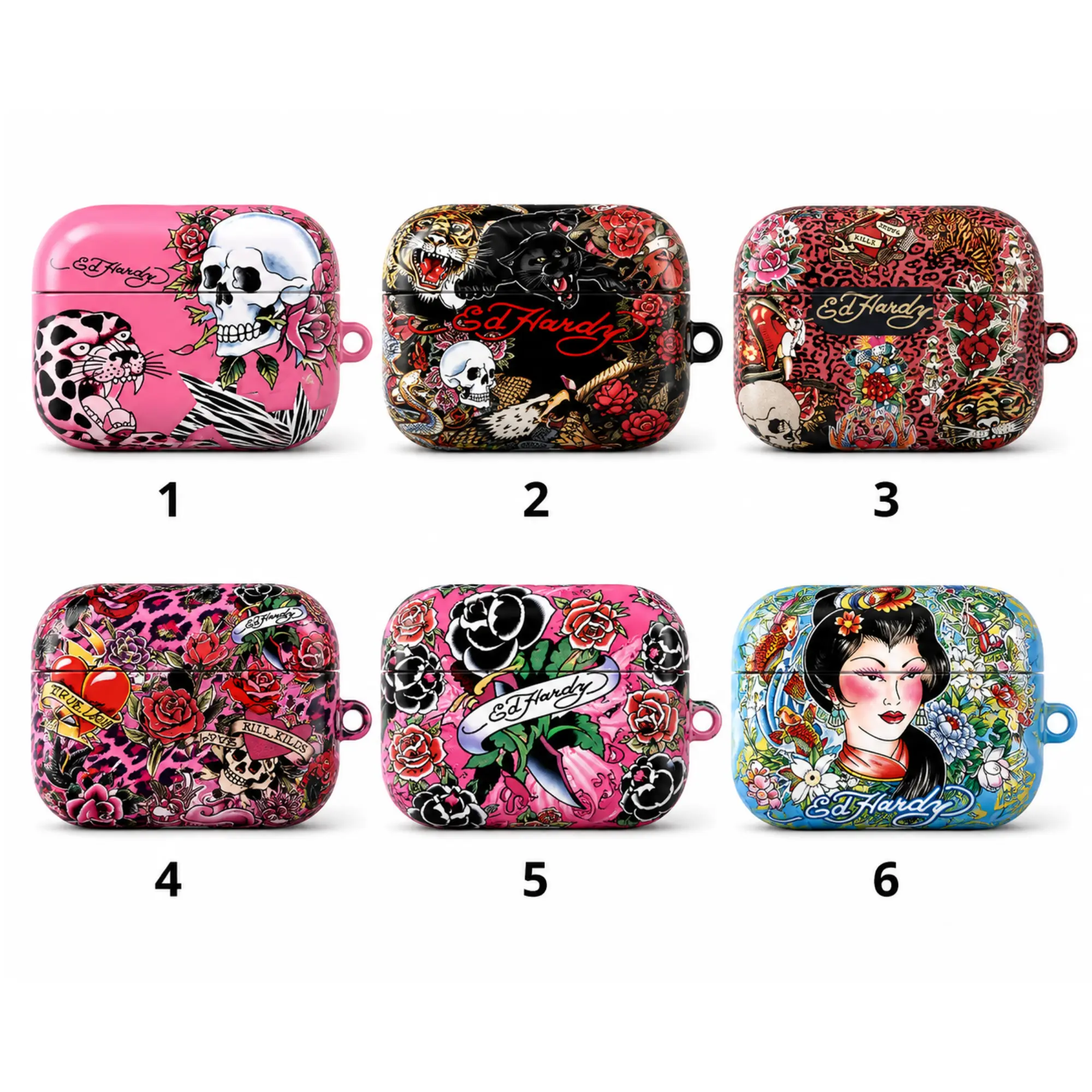 Aesthetic Tattoo Skull Rose Airpods Case Punk Y2K Phone Protection Vintage Aesthetic case for Airpods 1 2 3 4 Pro 1 2 3