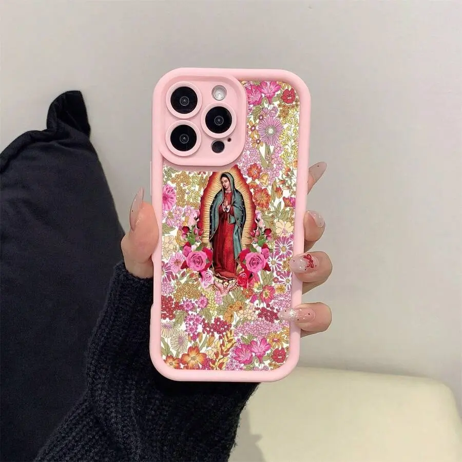 Pink flower Maria phone case Cover for iphone 17 pro max 16 Plus 15 14 13 12 11 Plus Fashion Trendy Anti-Stain Durable Lightweight Protection Shockproof Matte Texture Elegant Luxury Gift High-Quality New Product, New Year's Best Choice