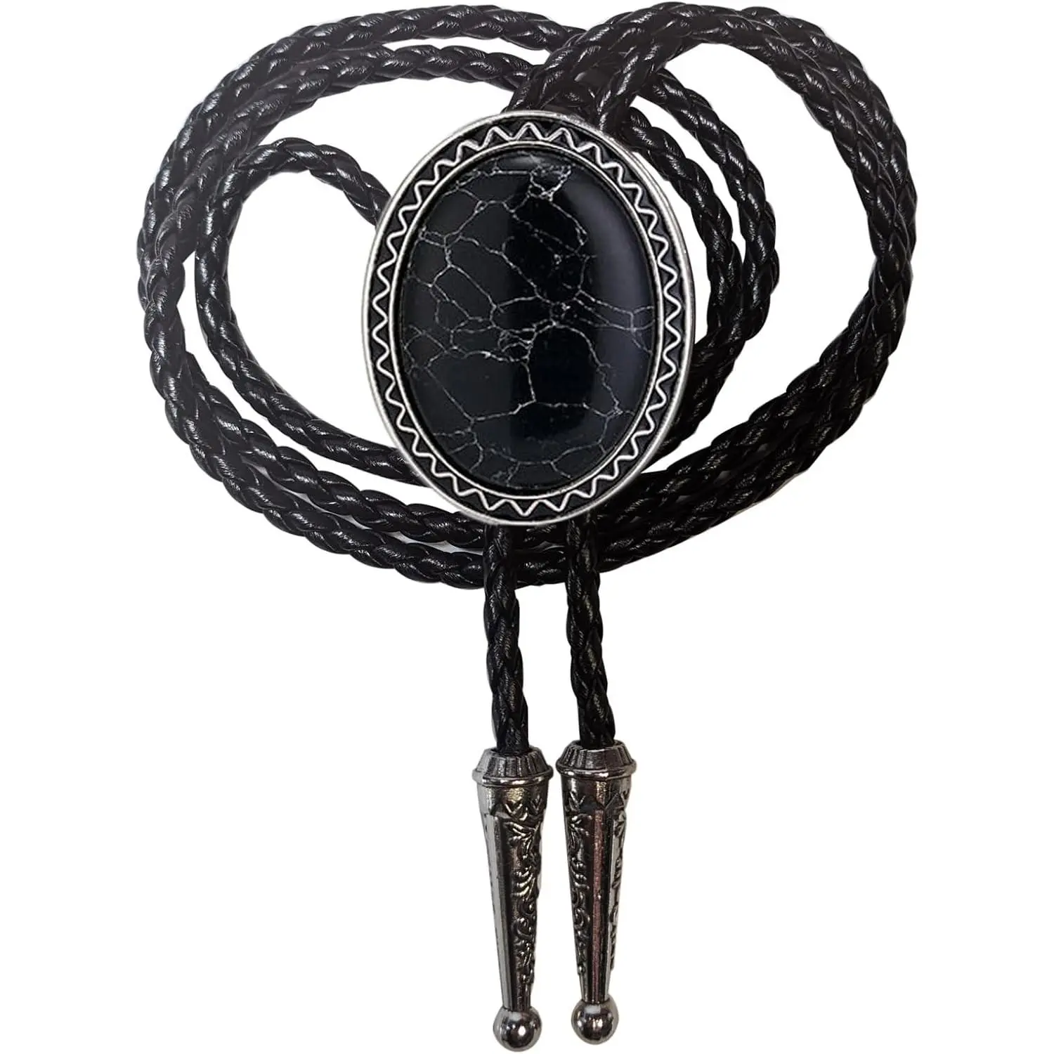 Turquoise Agate Granite BOLO Tie for Men Women Leather Wedding Necklace Western Cowboy Necktie(Gift)