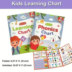 A4 8-Sided Vocabulary Flashcards for English Letters, Numbers, Fruits, and Vegetables, Interactive Learning Activities, Durable Educational Toys for School and Wall Decor, Visual Stimulation Cards