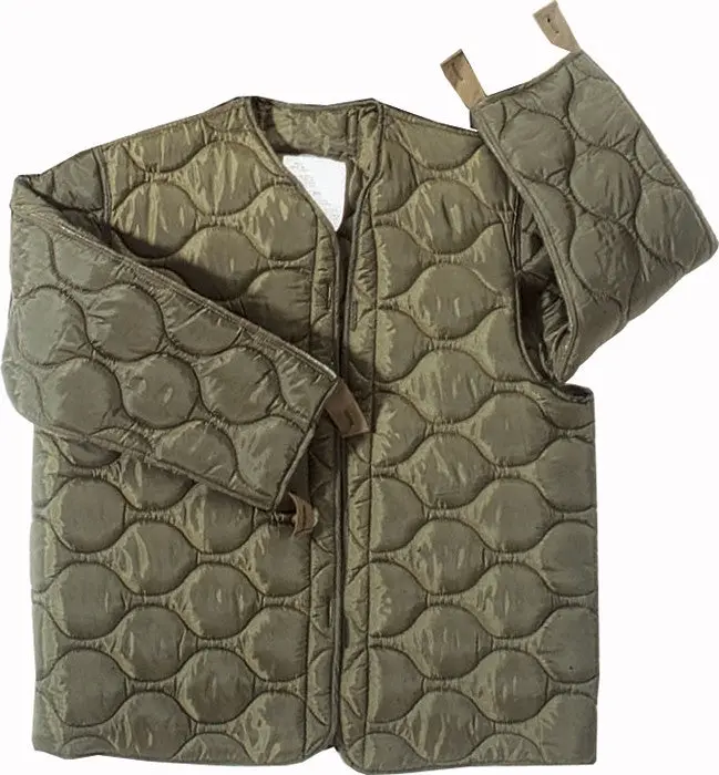 Men's M-65 Field Jacket Liner in Olive Drab, Quilted Nylon Shell with Insulated Polyester Fill, Button-in GI Style Base Layer, Menswear, M65 Button Fit, Tops