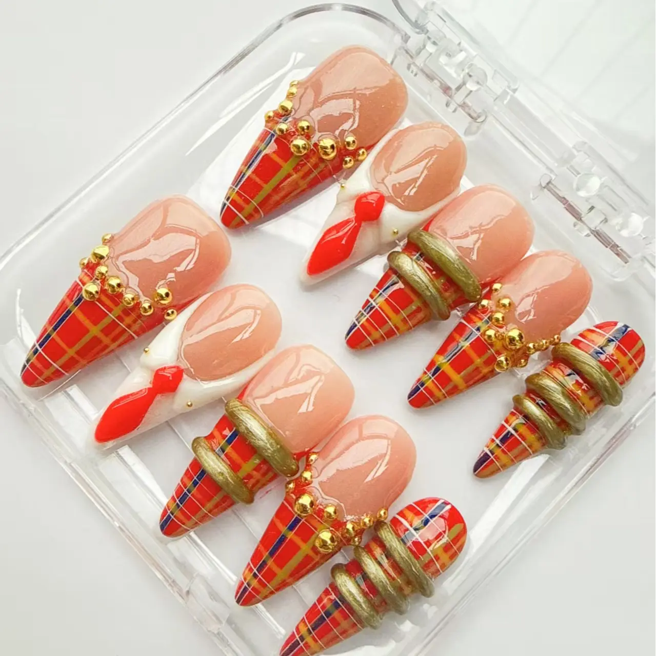 NailPosh\3.0cm stiletto Press on nails 10 pcs\holiday nails collection\cute nails\handmade\high quality \reusable acrylic nails
