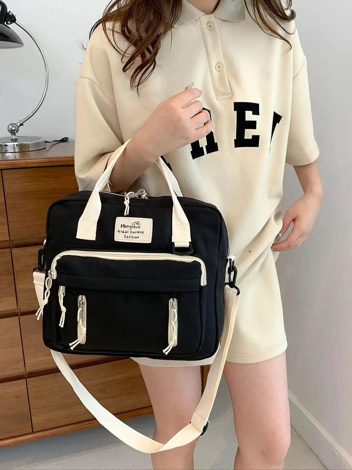 Small fresh multifunctional trendy backpack, multi-purpose for hand-held or cross-body bag, simple and fashionable daily commuting essential, Casual Daypack