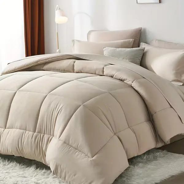 5/7-Piece Luxury Checkered Comforter Set, Ultra-Soft Fluffy Bedding, Breathable All-Season Bed-in-a-Bag with Comforter, Sheets, Pillowcases & Shams, Queen Size