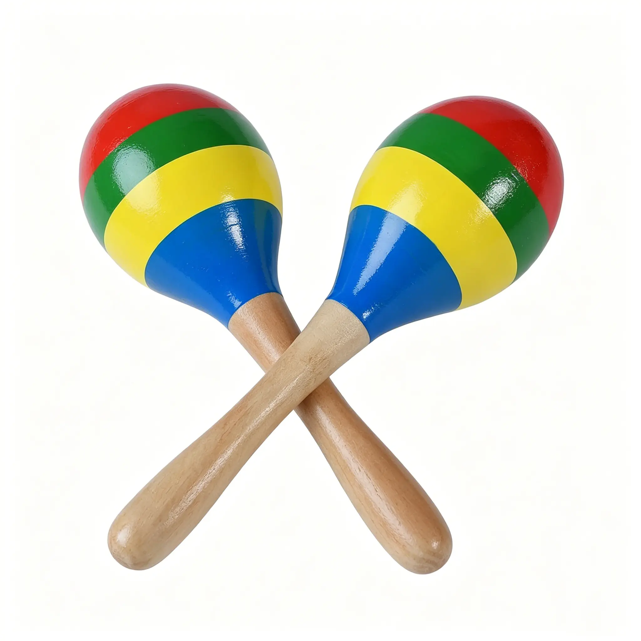Wooden Maracas Hand Percussion Rattles - 2-Piece Unisex Set, Hand-Painted Durable Rumba Shakers with Bright Sound, Educational Musical Toy for Kids, Concert and Party Favors