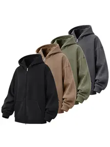 One-piece CCCMAI Men's Loose Fit Casual Windproof Zip-Up Hooded Jacket Sweatshirt in Polyester for Daily Commutes, Autumn Winter Outdoor Sports and Travel, Menswear Long Sleeve Coats Plain Tops