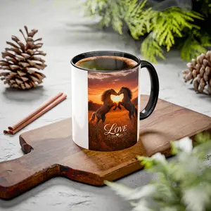 Horse Heart Sunset Love Mug | Ceramic Coffee Cup