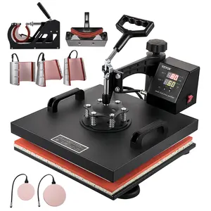 【fathersdaygift】8 In 1 Heat Press 15" x 15" Digital Transfer Sublimation for DIY T-Shirt Mug Cap