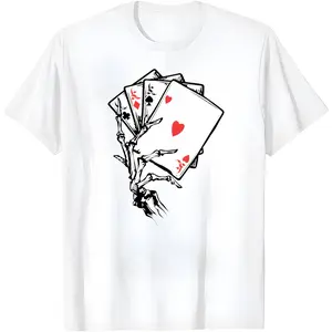 Unisex Playing Card Print Drop Shoulder Regular Fit Casual Comfy Short Sleeve Round Neck T-Shirt for Summer,Suitable for Daily Wear,t shirts for men,t shirts for women,graphic t shirts,good graphic tees,funny graphic tee,trendy t-shirts,graphic