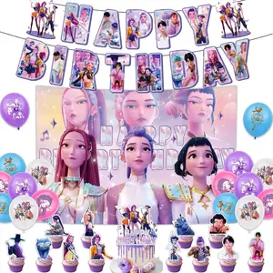 Anime Witch Girl Group Birthday Party Decoration Set, Idol-Inspired Backdrop Banner, Balloons & Cake Toppers, Cool Party Supplies Gifts for Girls, Kids & Teens