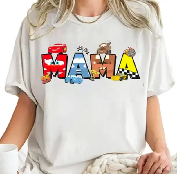 Vintage Mama Lightning Mcqueen Cars T-Shirt, Mama Sweatshirt, Cars Family Vacation Hoodie, Piston Cup Shirt, Mother Day Shirt, Rusteze Cars Shirt, Gift For Mom, Car Lover Shirt