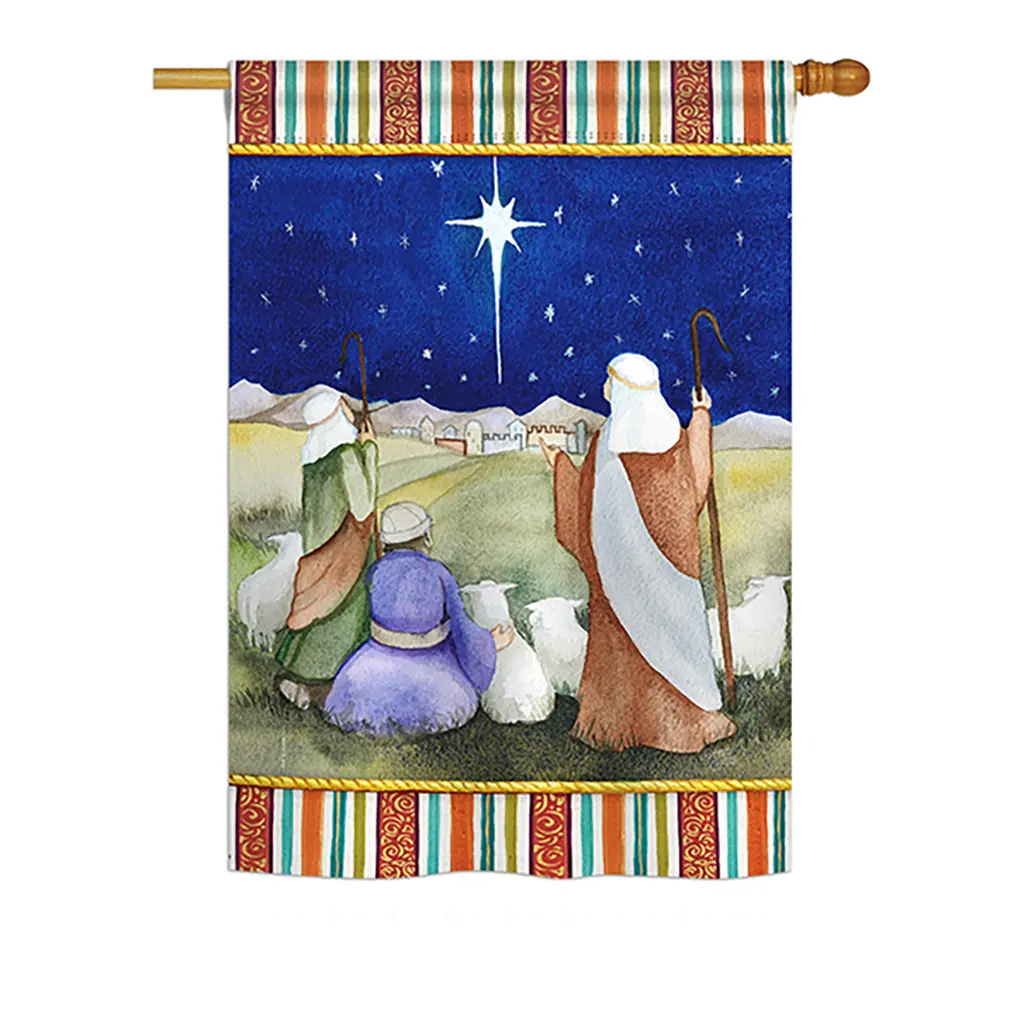 Breeze Decor BD-NT-H-114215-IP-BO-DS02-US 28x40in Vertical Hanging Christmas Banner - Double-Sided, Eco-Friendly Inks, Bethlehem Nativity Prints, Indoor/Outdoor, Weatherproof, Hanging Loop, Festive Home Flag Decoration