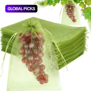 20pcs Fruit Netting Bags, Anti-Insect Mesh Pouches for Fruits & Vegetables, Garden Grape Strawberry Protection, Bird Resistant Breathable Drawstring Bag Garden Supplies #GLOBAL PICKS