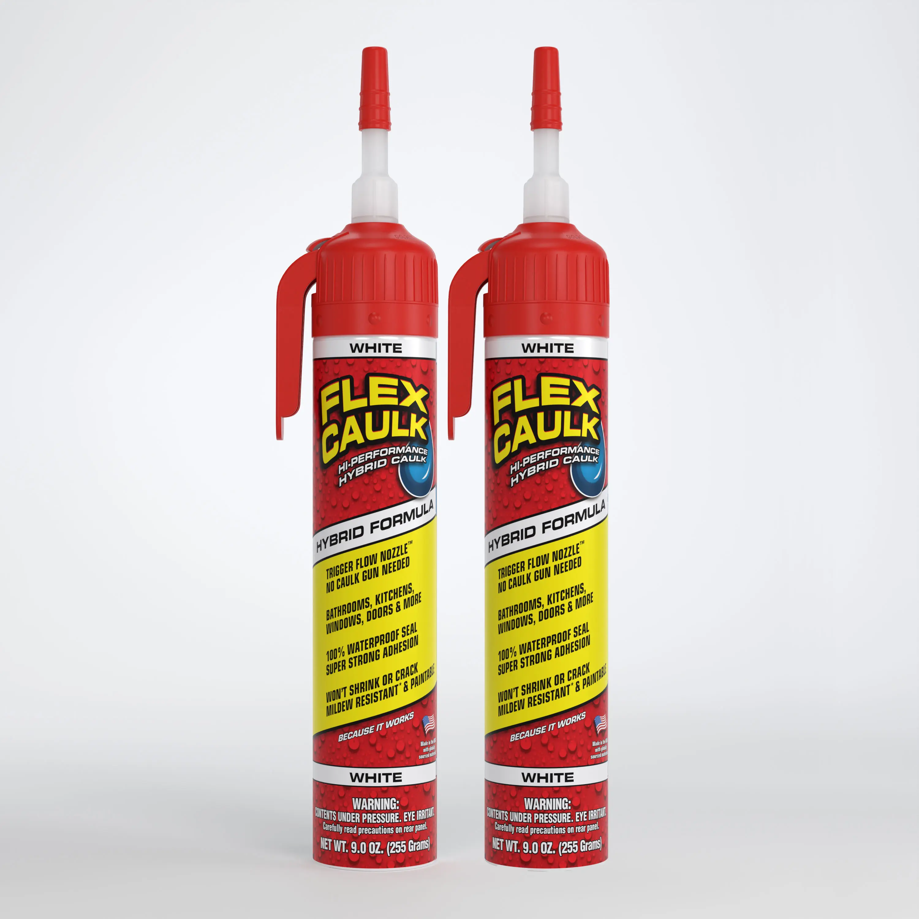 Flex Caulk High-Performance Rubberized Caulk & Sealant, 2 Pcs Set - Flexible Flow, Multi-Surface, Trigger Tip, Waterproof Sealant