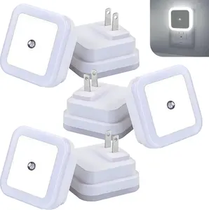 6 Pack Plug-in LED Night Lights with Dusk to Dawn Sensor, Auto On/Off Light Sensing Lamp for Bedroom, Bathroom, Hallway, Kitchen & Home