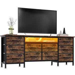 TV Stand for 65, 70, 75 Inch TV, 10 Drawer Long Dresser , 63 Inch Entertainment Center TV Stand Dresser Storage Drawers