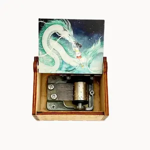 Wooden Hand Rolling Haku Dragon Music Box as Christmas Gift