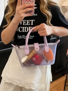 Women's Jelly Bag 202 New Style, High Aesthetic Dumpling Bag, Fashion Handbag, Transparent Crossbody Small Square Bag, Candy Color Wash Bag